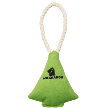 Mr.Kranch игрушка для собак мелких и средних пород Елочка с канатом и пищалкой, 26х12х4 см, зеленая