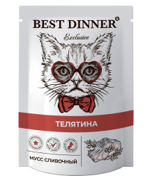 Best Dinner Exclusive паучи для кошек при восстановлении мусс сливочный с телятиной - 85 г х 24 шт