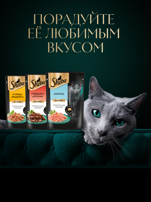 Sheba влажный корм для кошек ломтики с лососем, в соусе, в паучах - 75 г х 28 шт