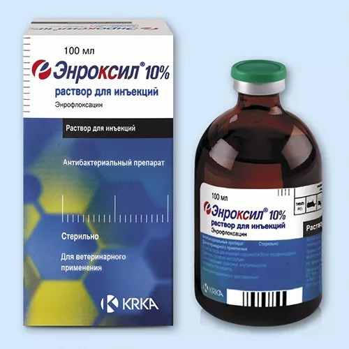 Энроксил 10% антибактериальный препарат для собак и сельскохозяйственных животных, раствор для инъекций - 100 мл