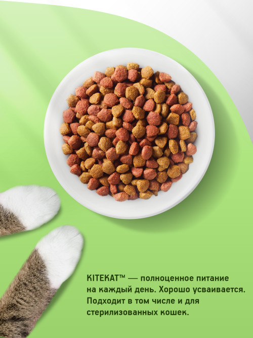 Kitekat Мясной Пир сухой корм для взрослых кошек с говядиной - 350 г