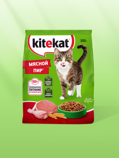 Kitekat Мясной Пир сухой корм для взрослых кошек с говядиной - 350 г