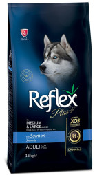 Reflex Plus Medium Large Breed Adult Dog Food Salmon сухой корм для собак средних и крупных пород, с лососем - 15 кг