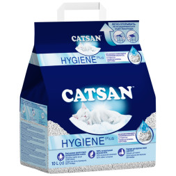 Catsan Hygiene Plus впитывающий некомкующийся гигиенический наполнитель для кошачьего туалета 10 л