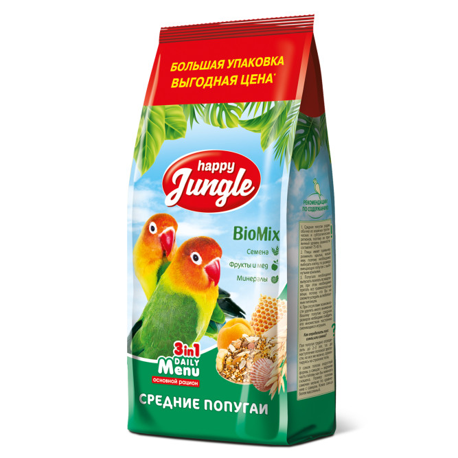 Happy Jungle корм для средних попугаев - 900 г