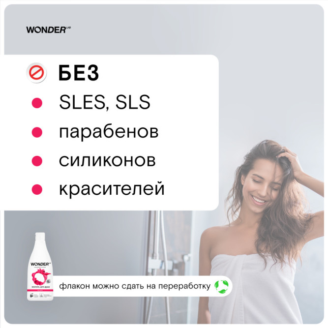 WONDER LAB экогель для душа, sky pink - 550 мл