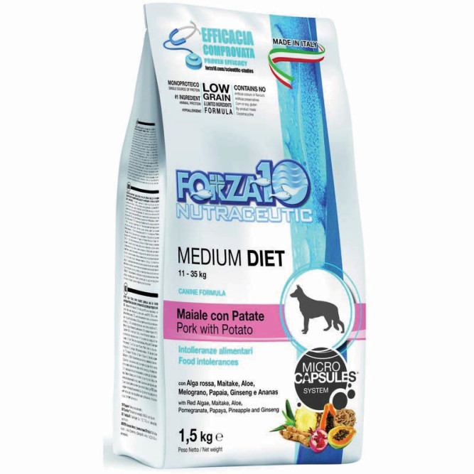 Forza10 MonoDiet Adult Medium Maiale con Patate сухой корм для взрослых собак средних пород со свининой и картофелем - 1,5 кг