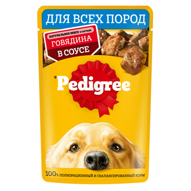 Pedigree влажный корм для взрослых собак с говядиной, в паучах - 85 г х 28 шт