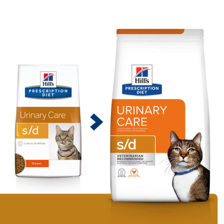 Сухой диетический корм для кошек Hills Prescription Diet s/d Urinary Careпри лечении мочекаменной болезни (мкб), курицей - 1,5 кг
