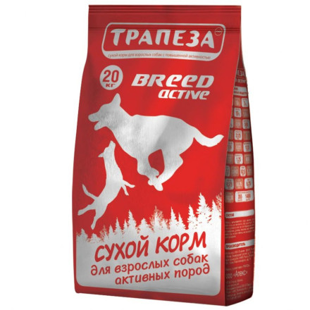 Трапеза Breed Active сухой корм для взрослых собак активных пород с говядиной - 20 кг