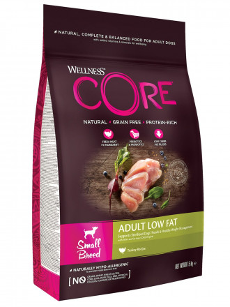Wellness Core сухой корм для взрослых собак мелких пород с низким содержанием жира с индейкой и курицей 5 кг
