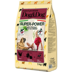 Dog&amp;Dog Expert Premium Super-Power сухой корм для взрослых активных собак с курицей - 3 кг