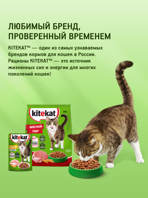 Kitekat Мясной Пир сухой корм для взрослых кошек с говядиной - 800 г