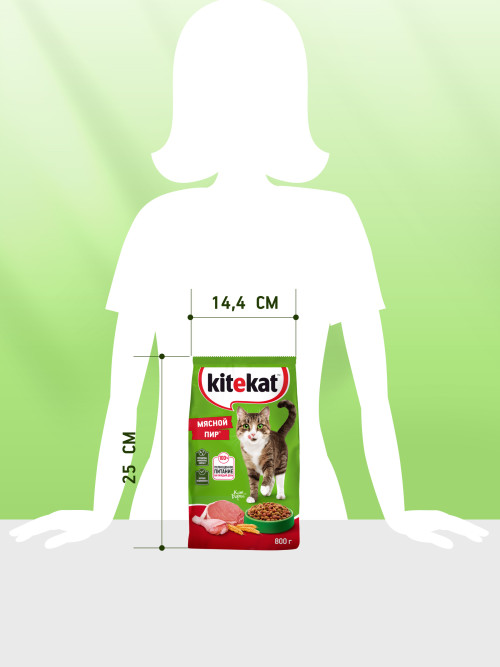Kitekat Мясной Пир сухой корм для взрослых кошек с говядиной - 800 г