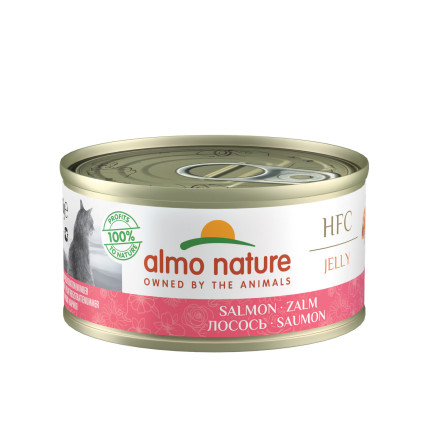 Almo Nature HFC Jelly Salmon консервированный корм для взрослых кошек с цельными кусочками лосося, в бульоне - 70 г х 24 шт