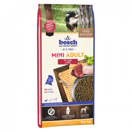 Сухой корм Bosch Mini Adult для собак маленьких пород с ягненком и рисом - 15 кг