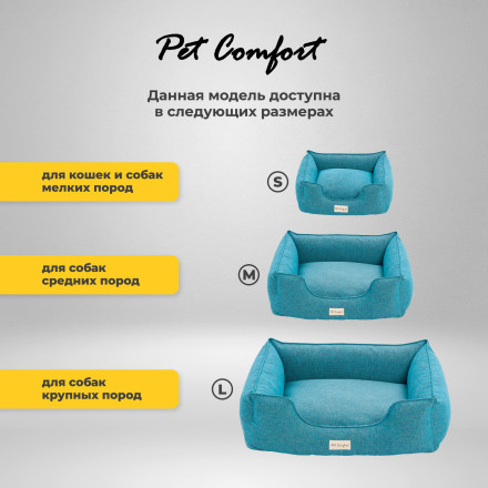Pet Comfort Alpha Mirandus 43 лежанка для собак средних пород, размер M (65х80 см), бирюзовый