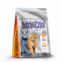 Buddy&amp;Sol Care Adult сухой корм для взрослых кошек с индейкой и уткой - 400 г