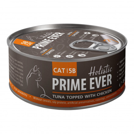 Prime Ever влажный корм для взрослых кошек с тунцом и цыпленком в желе - 80 г х 24 шт