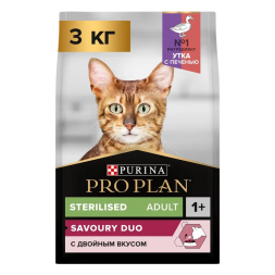 Pro Plan Cat Adult Sterilised сухой корм для стерилизованных кошек с уткой и печенью - 3 кг