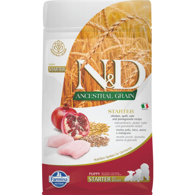 Farmina N&amp;D Ancestral Grain Dog Chicken &amp; Pomegranate Starter Puppy сухой низкозерновой корм для щенков до 2 месяцев с курицей и гранатом - 800 г. СРОК ГОДНОСТИ ДО 30.06.2026