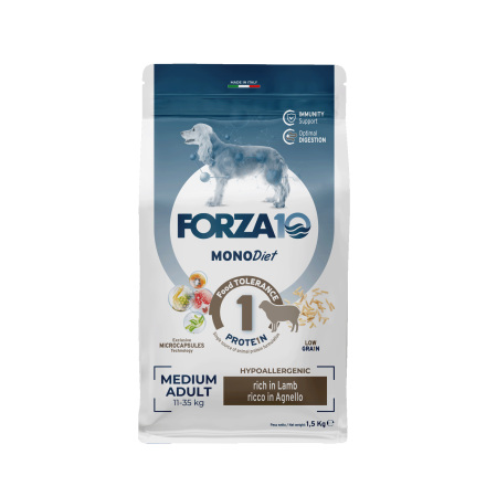 Forza10 MonoDiet Adult Medium Angello сухой корм для взрослых собак средних пород с ягненком - 1,5 кг