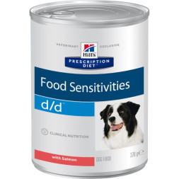 Hills Prescription Diet d/d Food Sensitivities влажный диетический корм для собак для поддержания здоровья кожи и при пищевой аллергии с лососем - 370 г