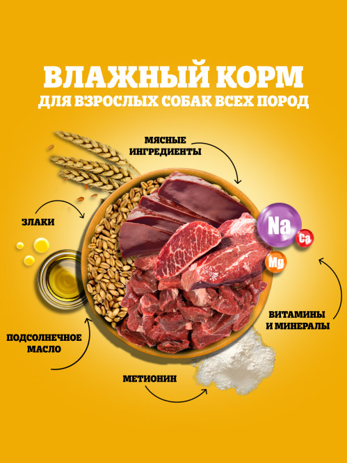 Pedigree влажный корм для взрослых собак с говядиной и ягненком, в паучах - 85 г х 28 шт