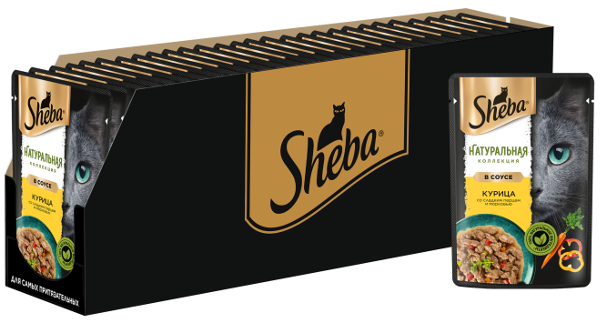 Sheba Nature's Collection влажный корм для кошек с курицей и паприкой, в паучах - 75 г х 28 шт