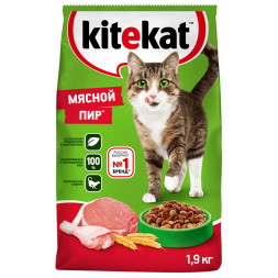 Kitekat Мясной Пир сухой корм для взрослых кошек с говядиной - 1,9 кг