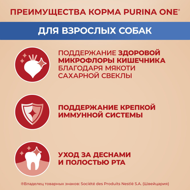 Purina One Мини сухой корм для взрослых собак мелких пород, с высоким содержанием говядины и рисом - 7 кг