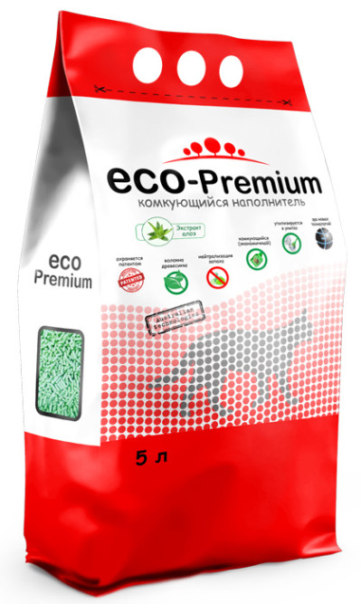 ECO-Premium наполнитель древесный комкующийся с ароматом алоэ - 5 л (1,9 кг)