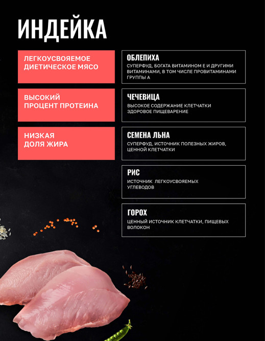 Одно Мясо сухой корм для котят, беременных и кормящих кошек с мясом индейки - 400 г