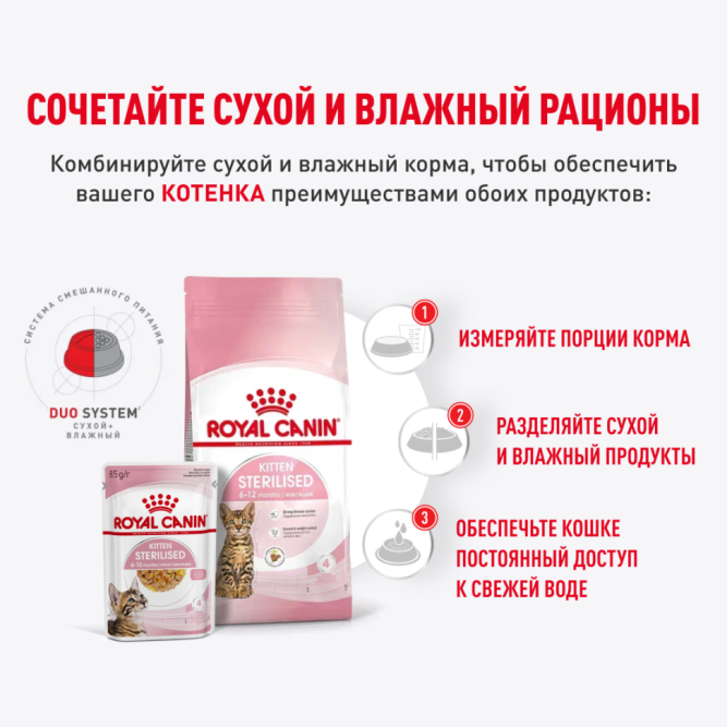 Royal Canin Kitten Sterilised влажный корм для котят в возрасте от 6 до 12 месяцев после стерилизации и кастрации, кусочки в желе, в паучах - 85 г х 28 шт