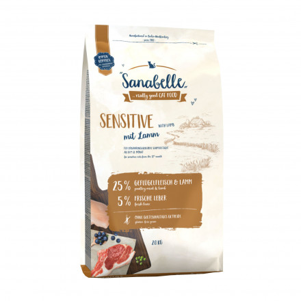 Sanabelle Sensitive сухой корм для кошек с чувствительным пищеварением с ягненком - 2 кг