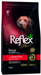 Reflex Plus Medium Large Breed Senior Dog Food Lamb and Rice сухой корм для пожилых собак средних и крупных пород, с ягненком и рисом - 3 кг