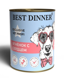 Best Dinner Exclusive Gastro Intestinal консервы для собак при проблемах пищеварения с ягненком и сердцем - 340 г х 6 шт