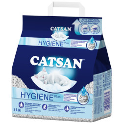 Catsan Hygiene Plus впитывающий некомкующийся гигиенический наполнитель для кошачьего туалета 5 л