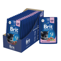 Brit Premium паучи для котят с белой рыбой кусочки в соусе - 85 г х 14 шт