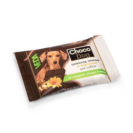 Veda Choco Dog лакомство для собак шоколад темный с инулином - 15 г
