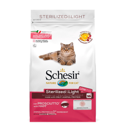 Schesir Cat Sterilized сухой корм для стерилизованных кошек с ветчиной - 400 г