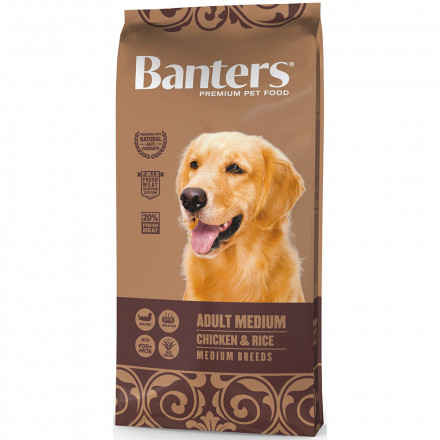 Banters Adult Medium сухой корм для взрослых собак домашнего содержания с курицей и рисом - 15 кг