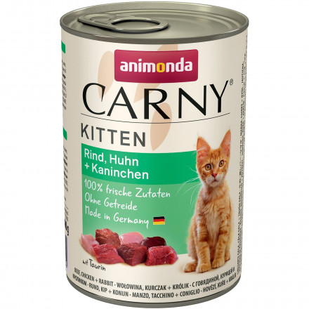 Animonda Carny Kitten влажный корм для котят с говядиной, курицей и кроликом - 400 г (6 шт в уп)