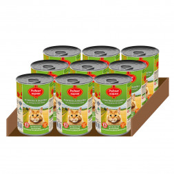 Родные Корма влажный корм для взрослых кошек Телятина и индейка по-пожарски в консервах - 410 г х 9 шт