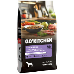 Go' Kitchen CARNIVORE Grain Free сухой беззерновой корм для взрослых собак всех пород, с курицей, индейкой, лососем и уткой - 9,98 кг