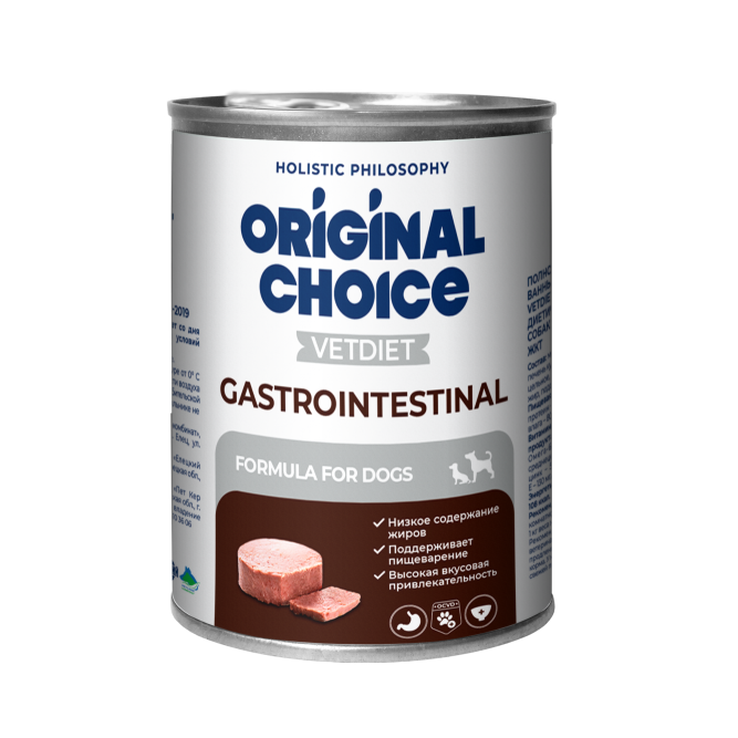 Original Choice Vetdiet Gastrointestinal влажный диетический корм для собак профилактика болезней ЖКТ, в консервах - 340 г х 6 шт