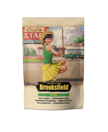 Brooksfield Kitten Veal влажный корм для котят с телятиной в соусе, в паучах - 85 г х 12 шт