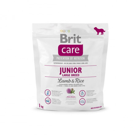 Brit Care Junior Large Breed сухой корм для щенков крупных пород с ягненком с рисом - 1 кг