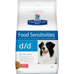 Hills Prescription Diet d/d Food Sensitivities сухой диетический корм для собак для поддержания здоровья кожи и при пищевой аллергии с лососем и рисом - 12 кг