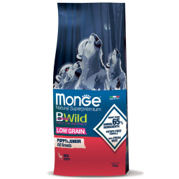Monge Dog BWild Low Grain Puppy сухой низкозерновой корм для щенков всех пород с мясом оленя - 12 кг